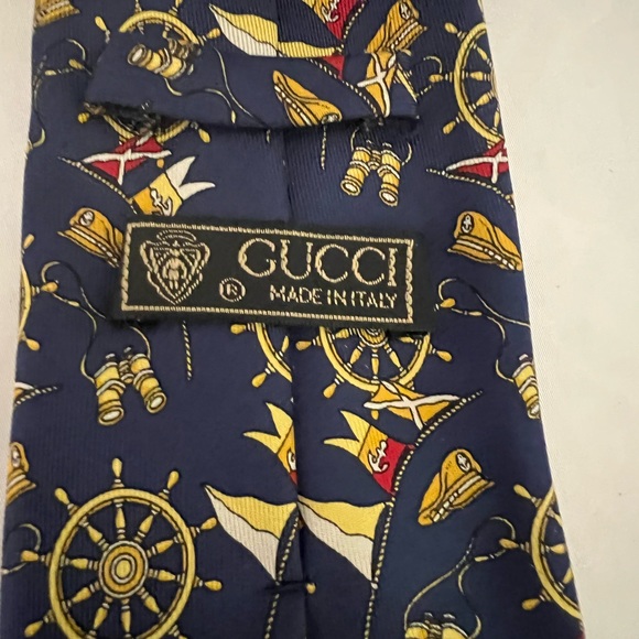 Gucci Boat Steering Wheel Anchor Sulk Neck Tie - Picture 3 of 5